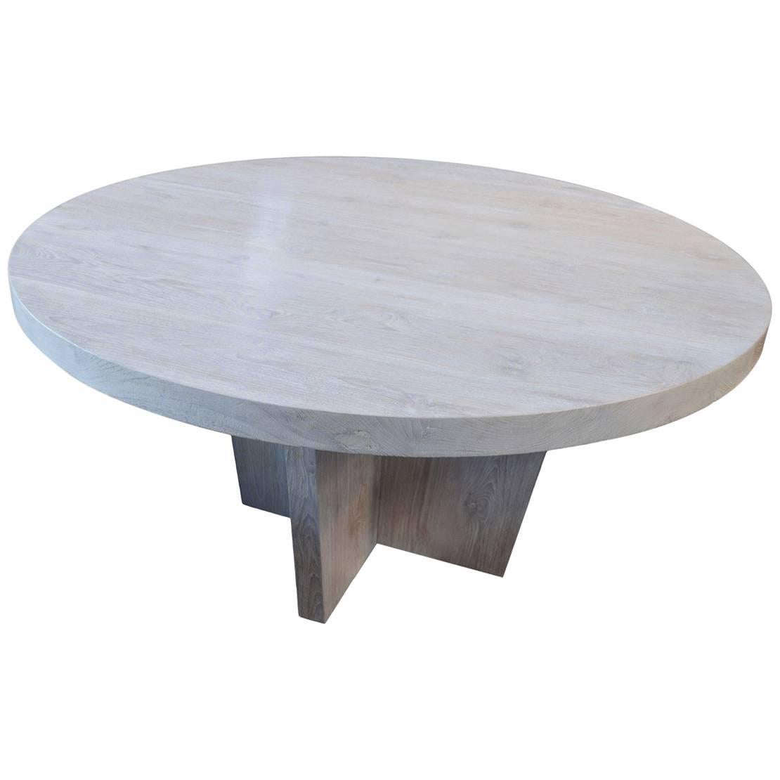 Andrianna Shamaris Round St. Barts Teak Wood Table For Sale