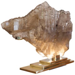 Old Map, Light Dark Rock Crystal Table Lamp by Demian Quincke