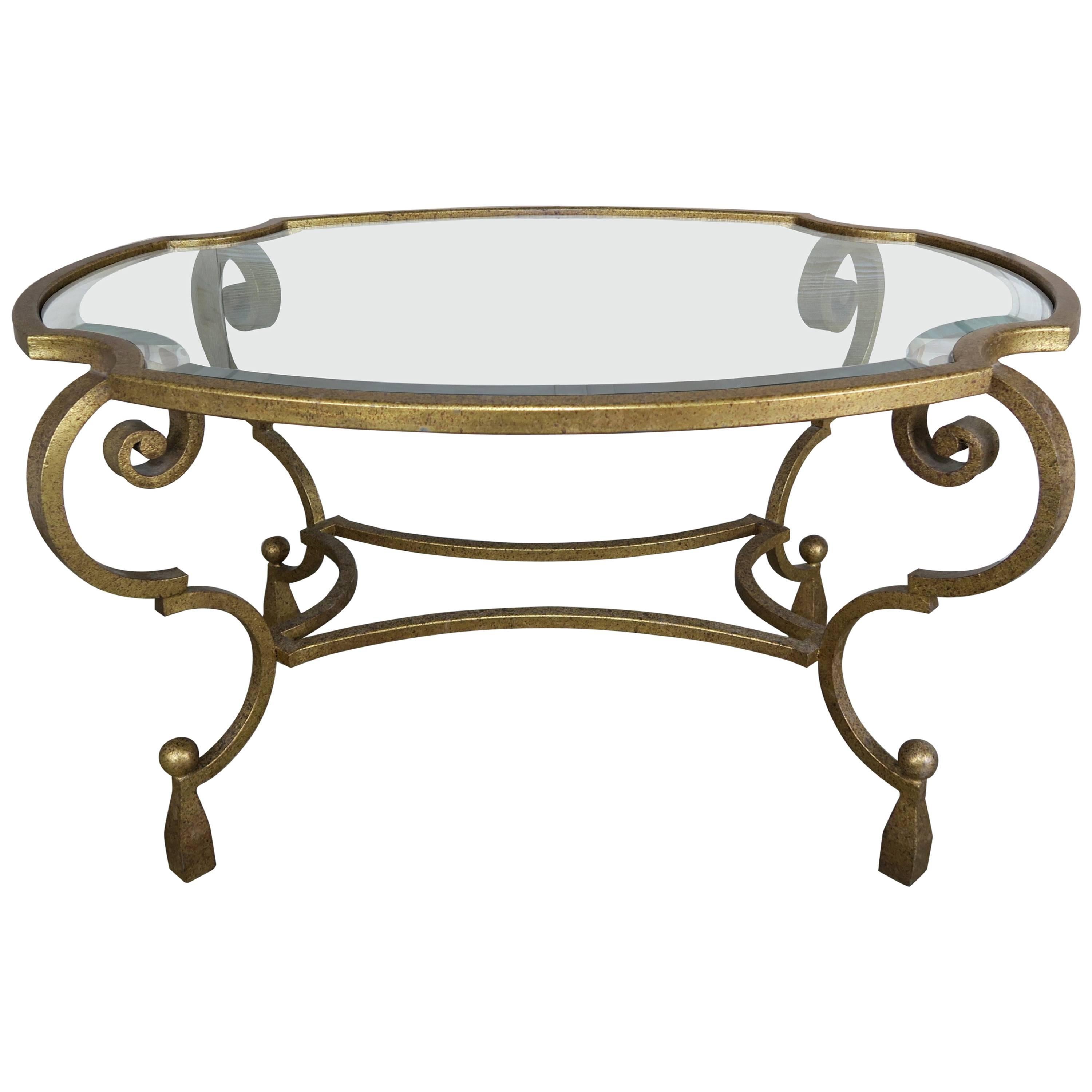 French Gilt Metal Oval Tea Table