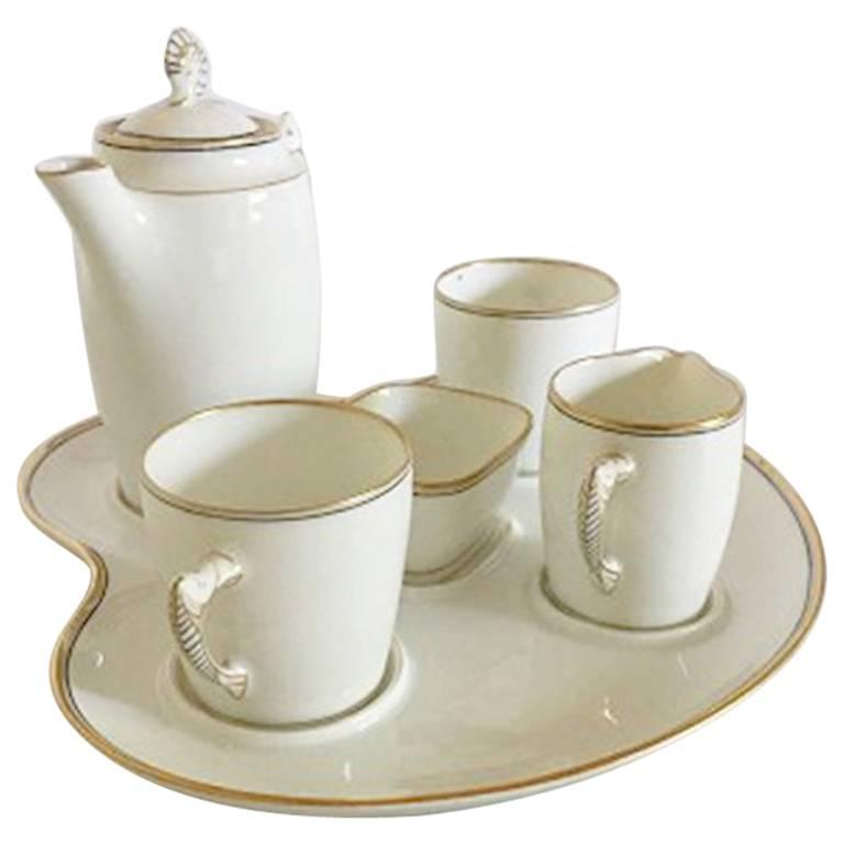 Bing & Grondahl Mocha Set, with Tray, Jug, Creamer, Two Cups and Sugar Bowl For Sale