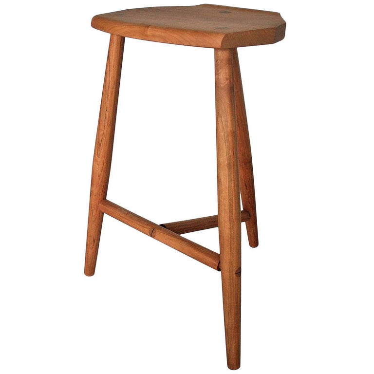 Jordan ThreeLegged Counter Height Wood Stool in Black Cherry For Sale