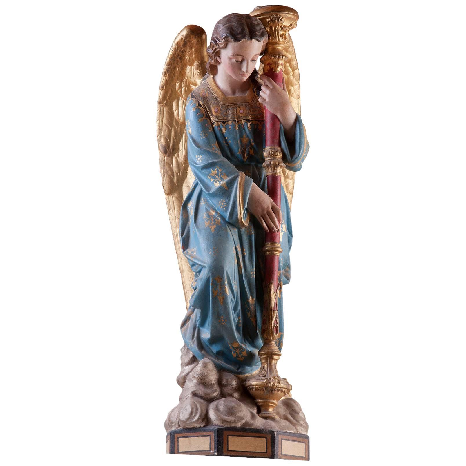 Angel Terracotta and Painted, 19th Century For Sale