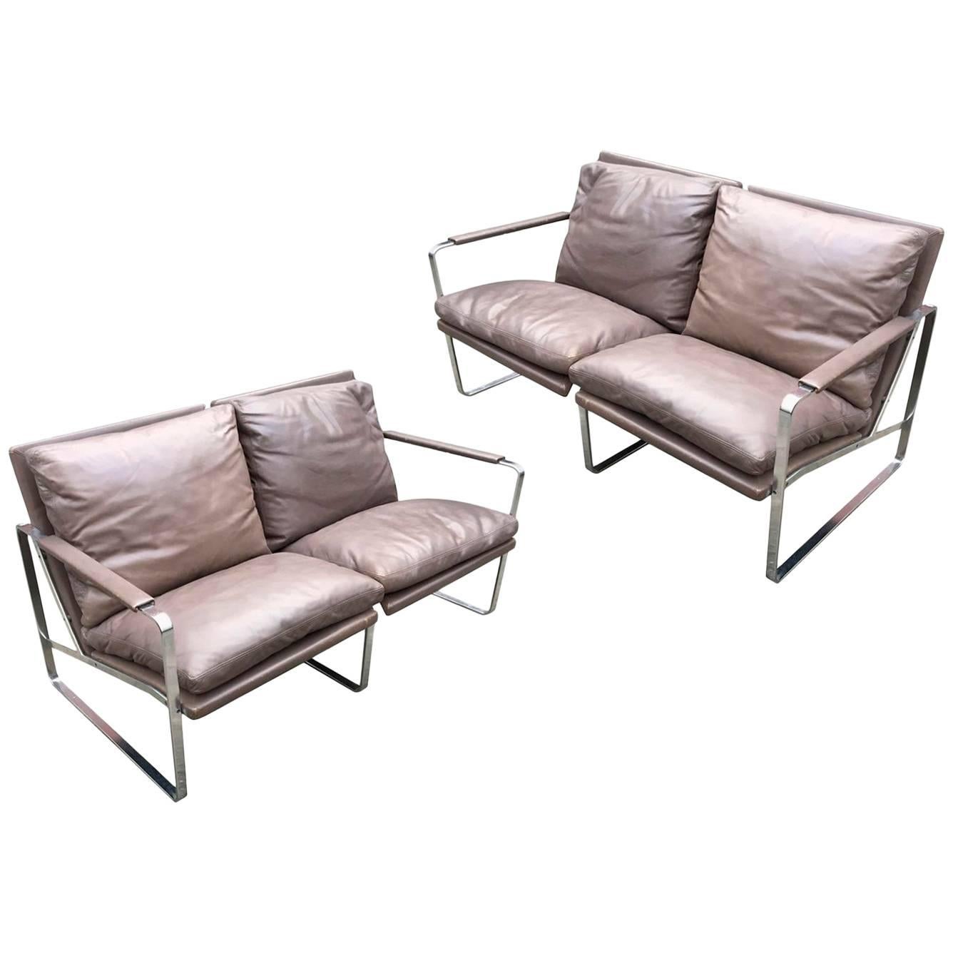 Two-Seat Leather Sofa by Preben Fabricius & Jørgen Kastholm, Walter Knoll, Pair