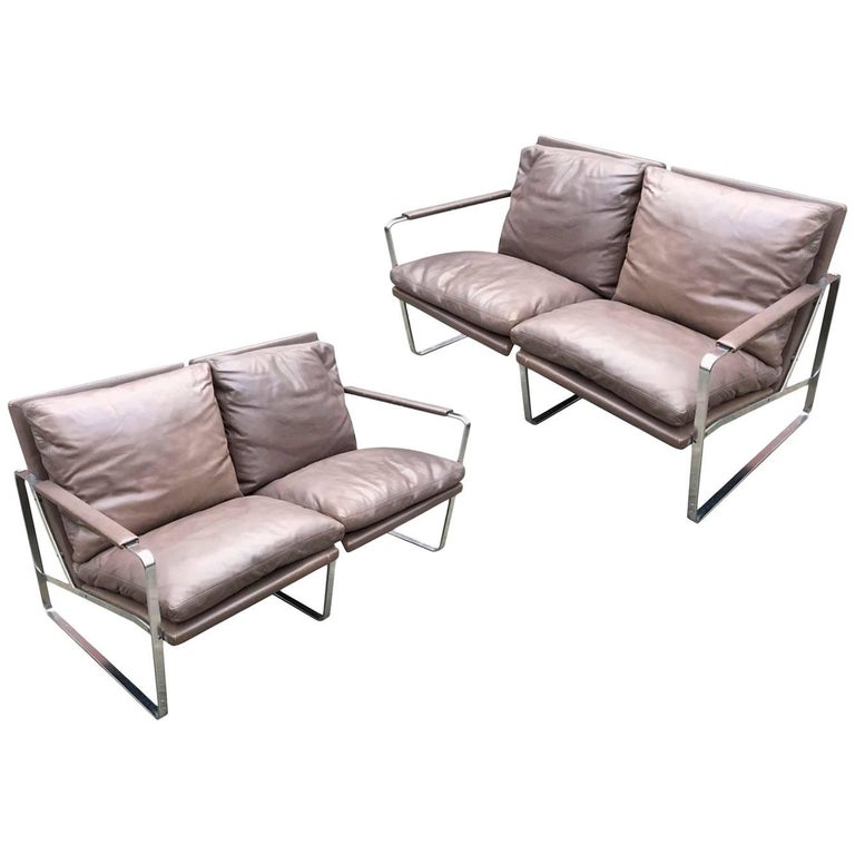 Two-Seat Leather Sofa by Preben Fabricius & Jørgen Kastholm, Walter Knoll, Pair For Sale