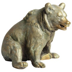 Russian Gilded Bronze Bear Inkwell, circa 1880