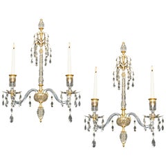 Fine Pair of Ormolu Mounted Cut-Glass Wall-Lights in Adam Style