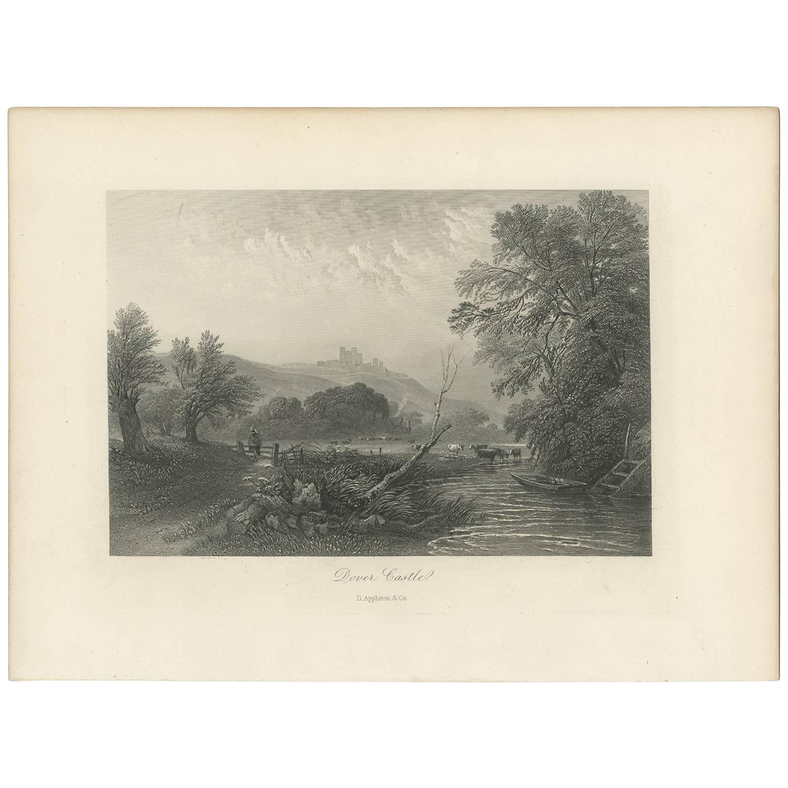 Antiker antiker Druck von Dover Castle „England“ von Appleton & Co, 1875