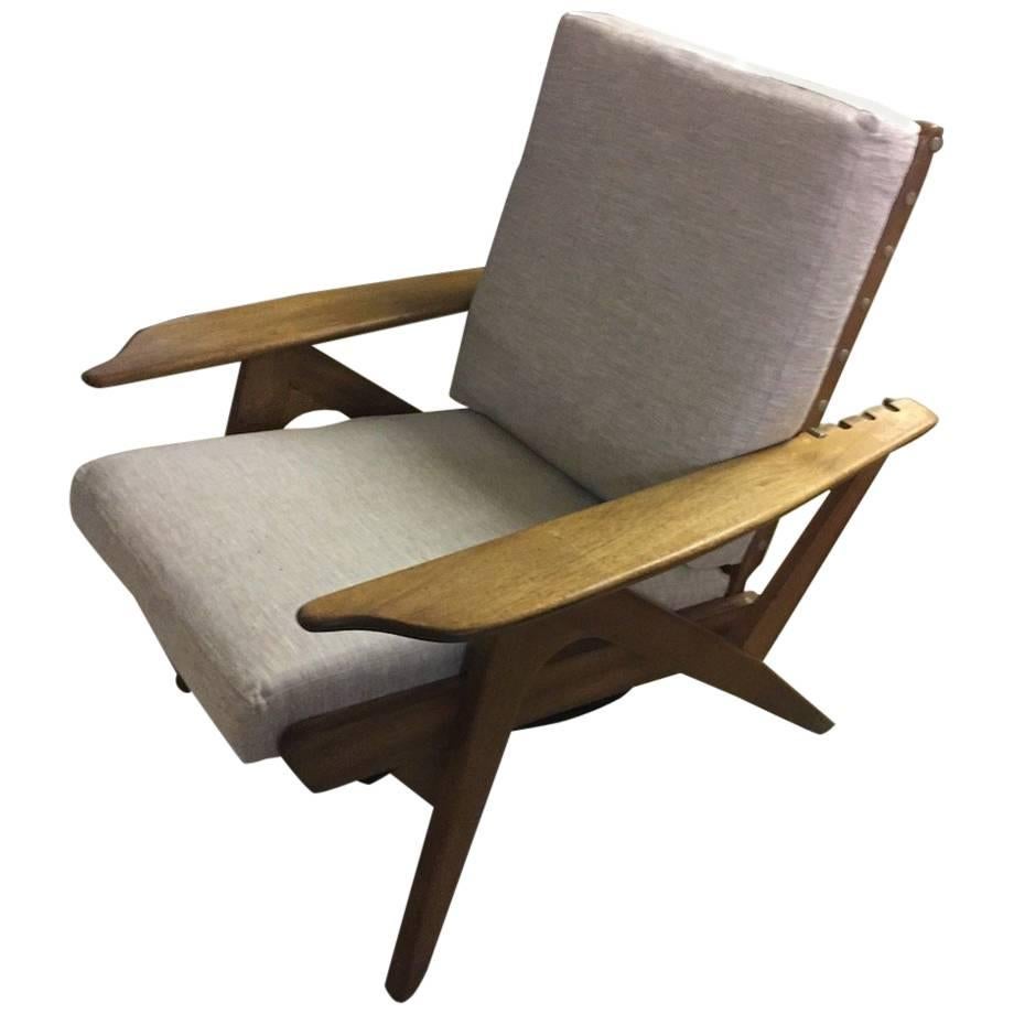 Italian Adjustable Lounge Chair in the Manner of Carlo Mollino, New Cushions For Sale
