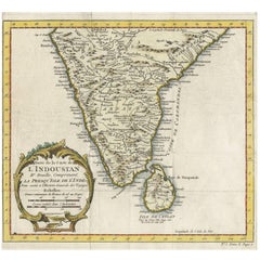 Antique Map of Southern India and Ceylon 'Sri Lanka' by J.N. Bellin, 1764