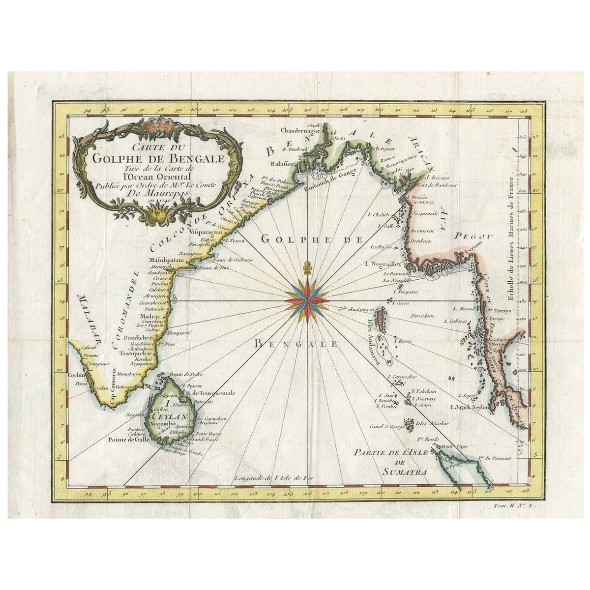 Antique Map of the Gulf of Bengal by J.N. Bellin, circa 1760