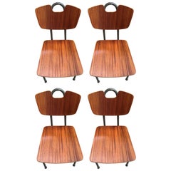 Retro 1951 Pierre Guariche, Prefacto Set of Four Chairs, Airborne Edition