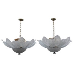 Round Pair of Chandelier Murano Art Glass, 1970s Flower Italian Design