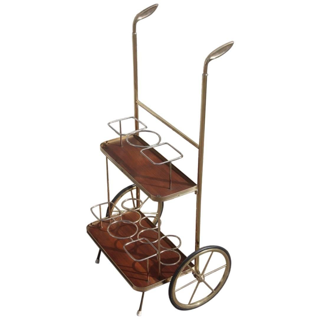 Trolley Bar Cart Handles Golf Club Mid-Century Modern Italian Design  For Sale