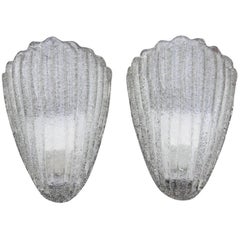 Pair of Modern Sconces Murano Art Glass Shell Italian Design