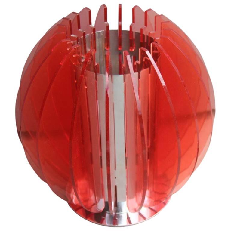 Lampe de bureau design Pop Art italien en perspex rouge, années 1970 