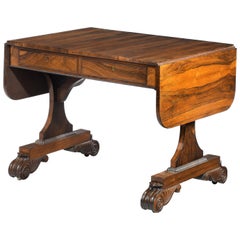 Antique Regency Period Goncaro Alves Sofa Table on Sledge Supports