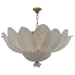 Round Murano Glass Chandelier 1970s Italian Design Curved Leaves