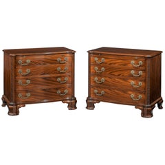 Pair of Early 20th Century Serpentine Mahogany Chests