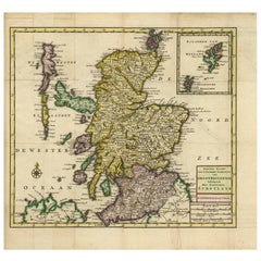 Antique Map of Scotland and the Western Islands by i. Tirion, circa 1754