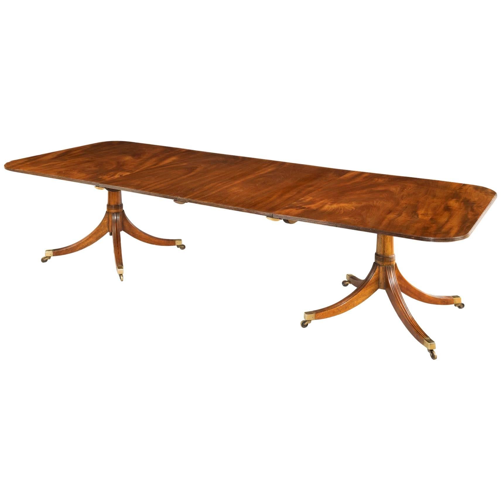 Sheraton Style Two Pillar Dining Table For Sale