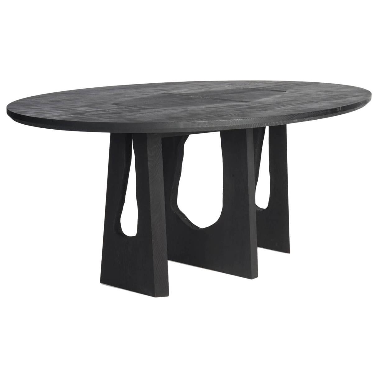 Handmade Black Scorched Ash Dining Table by Sebastian Cox for the New Craftsmen For Sale