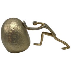 1970s Ted Arnold Gold Sisyphus Sculpture Paperweight