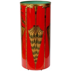 Vintage 1950s Italian Hand-Painted Red Umbrella Stand or Holder by Felice Galbiati