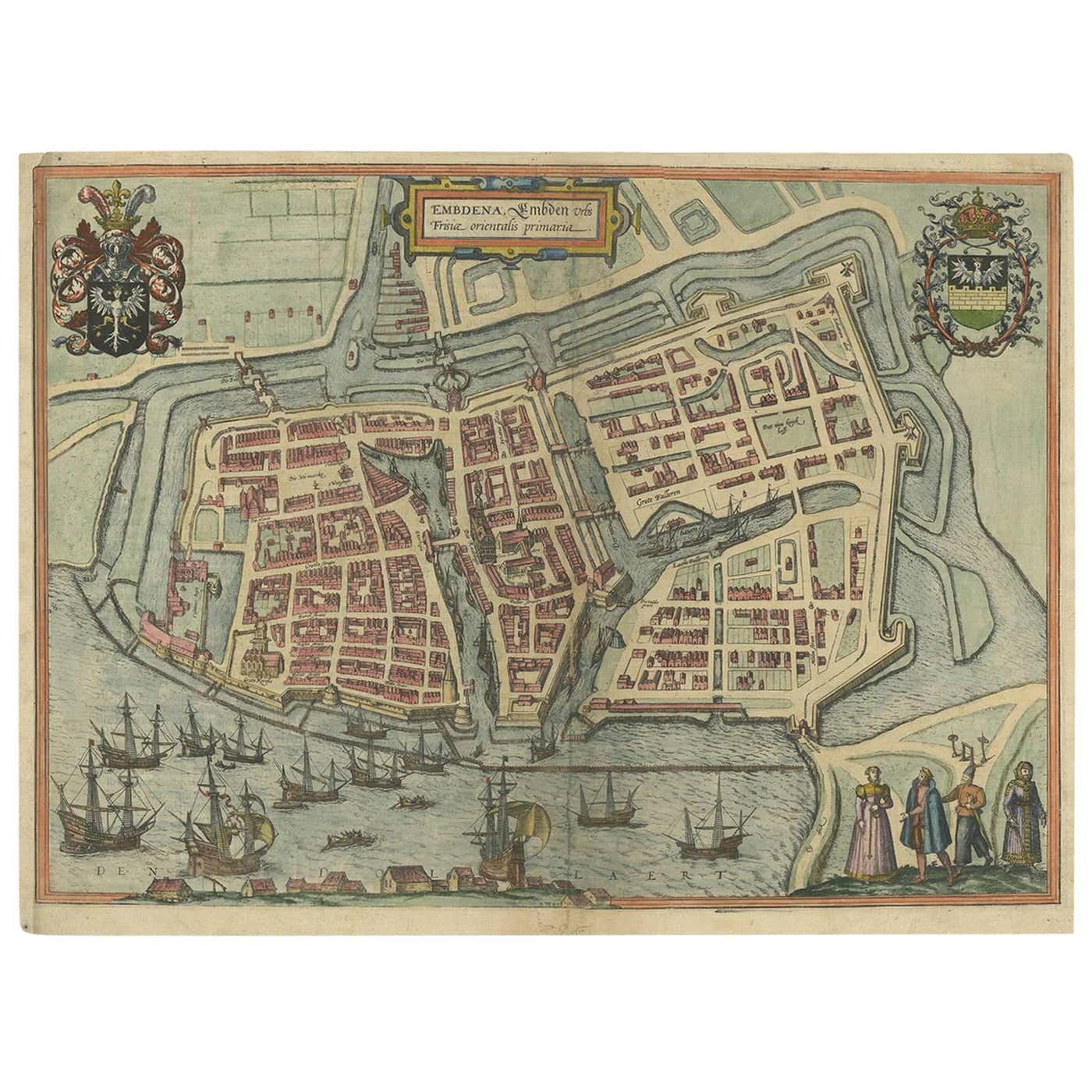Antique Town Plan of Emden ‘Germany’ by Braun and Hogenberg, 1597 For ...