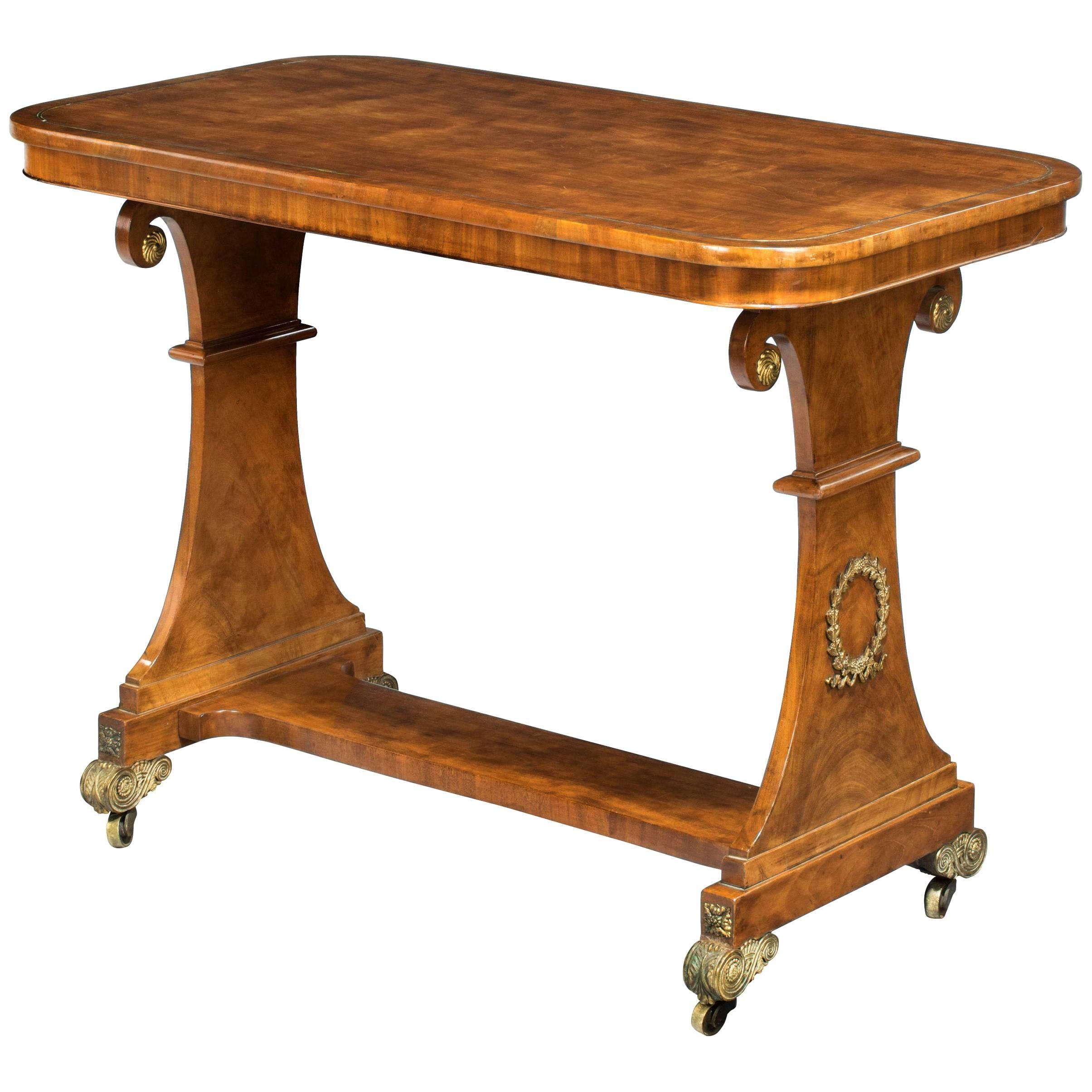 Regency Period Satinwood End Support Table with Figured Ormolu Mounts