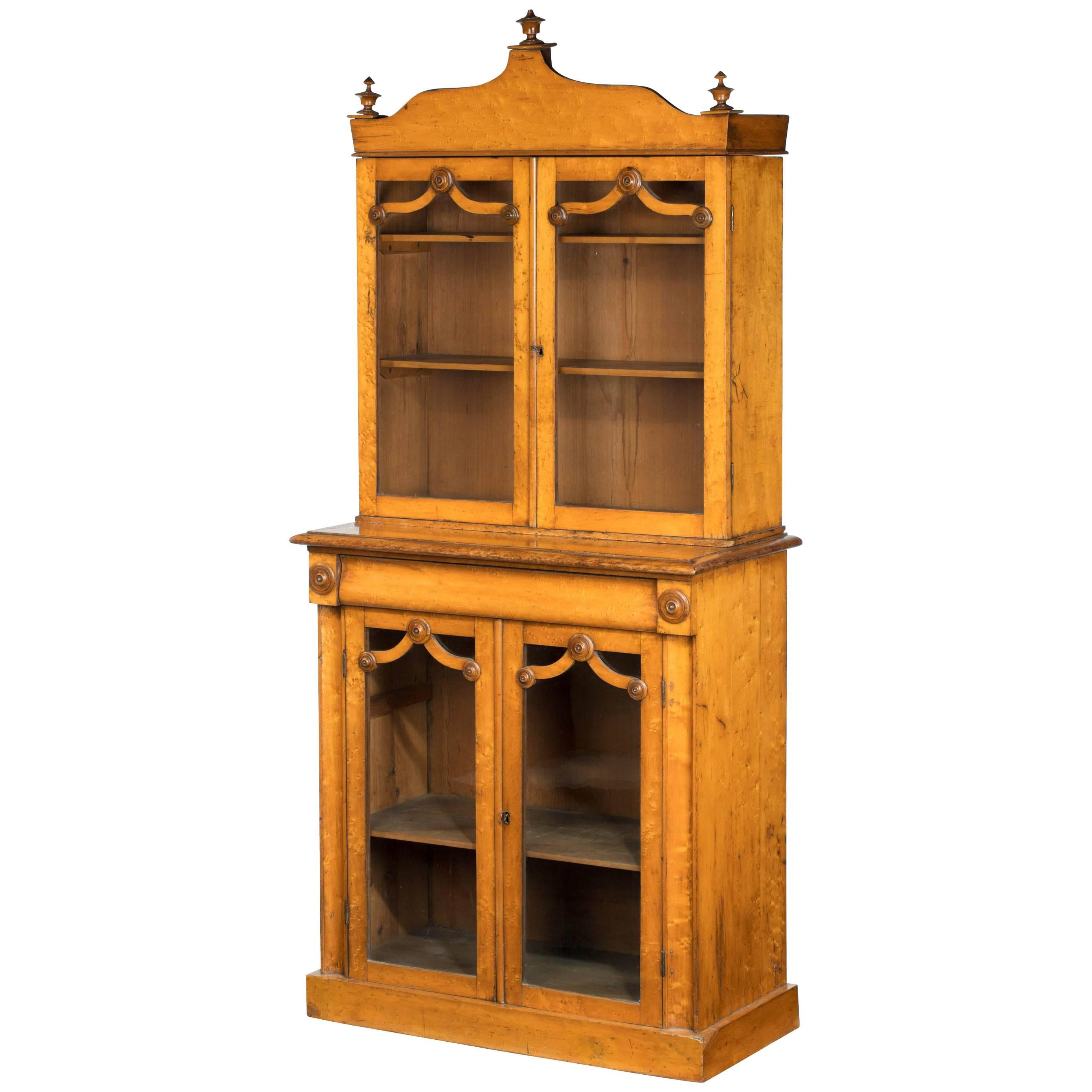 Early 19th Century Burr Maple Bookcase of Very Small Proportions