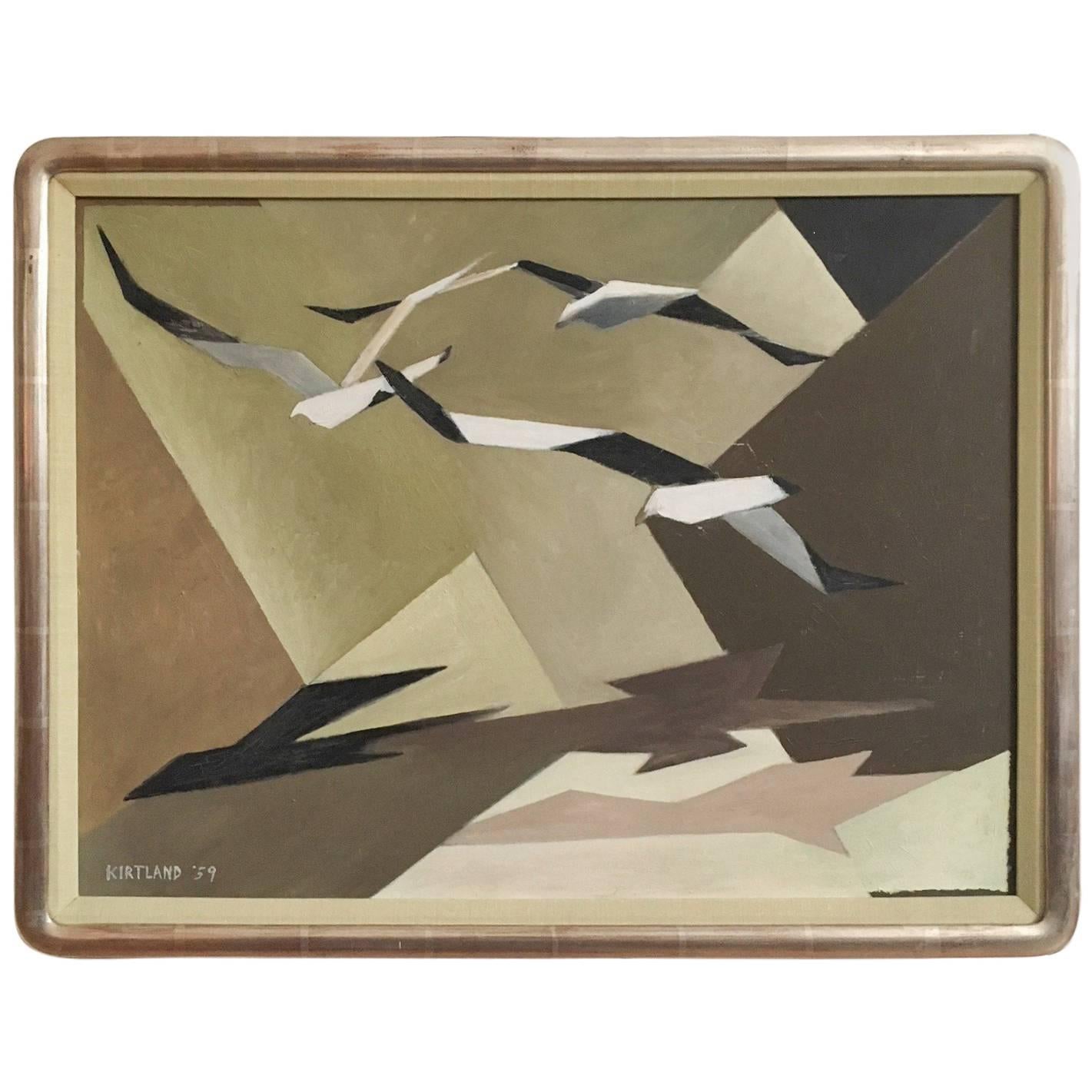 Modernist Composition of Three Abstract Seagulls, 1959