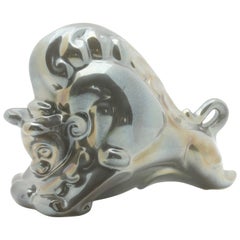 Unique Iridescent Figurine of a Bull with Factory Stamp