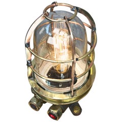 Retro Late Century Japanese Cast Brass Industrial Explosion Proof Edison Table Lamp