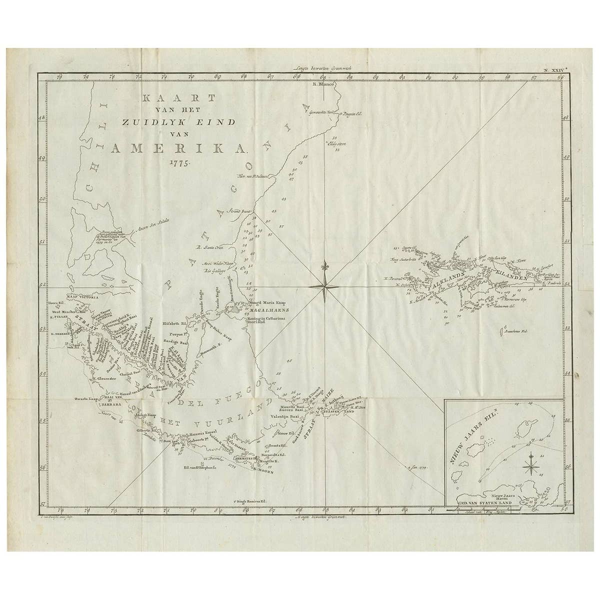 Antique Map of South America by J. Cook (1775)