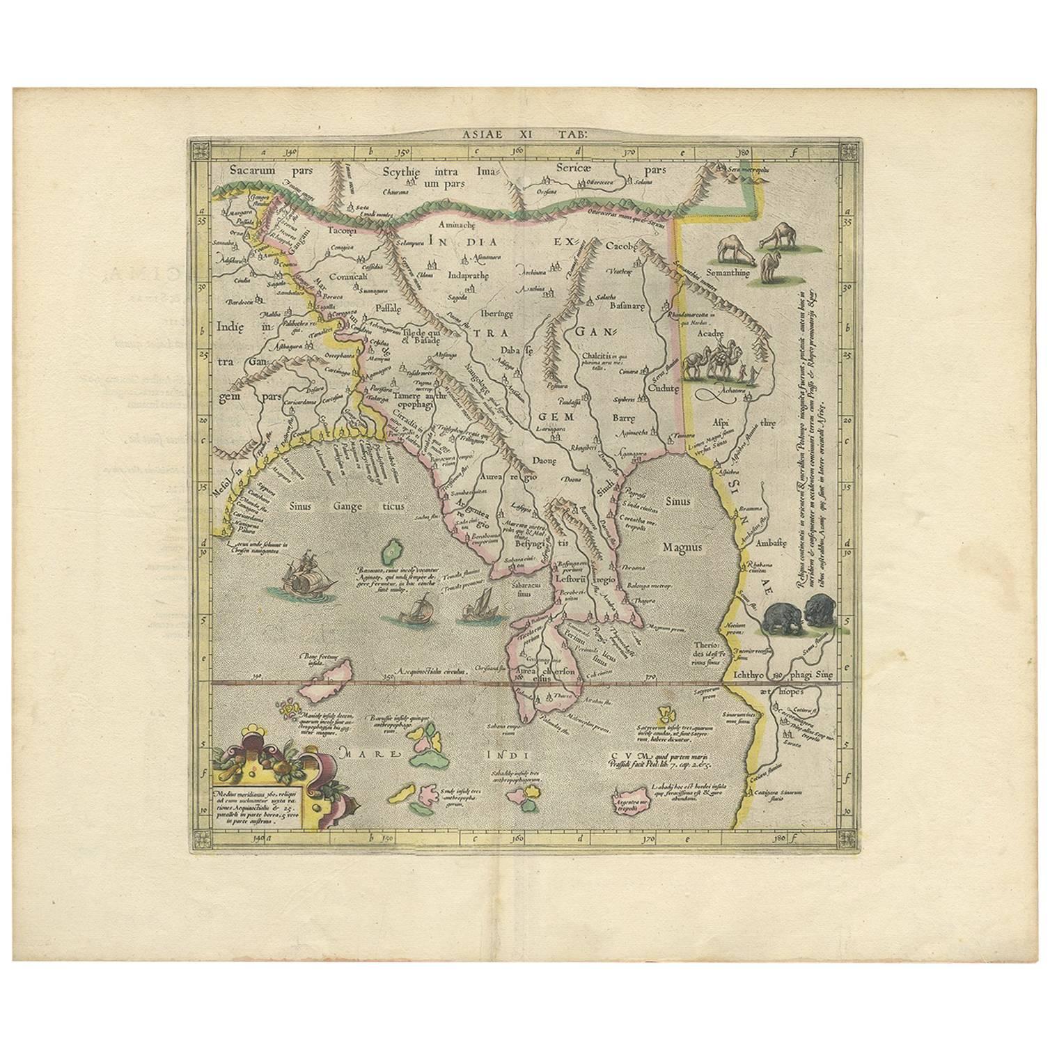Antique Map of Southeast Asia by P. Bertius, 1618
