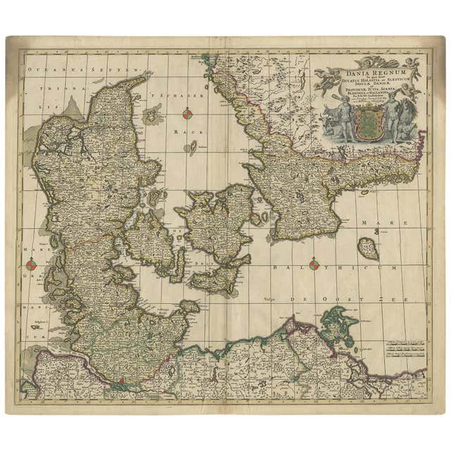 Antique Map of South Sweden 'Scandinavia' by F. de Wit, 1680 For Sale