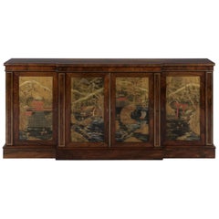 Regency Rosewood Four Door Brass Inlaid Breakfront Side Cabinet Regency Rosewood Four Door Brass Inlaid Breakfront Side Cabinet