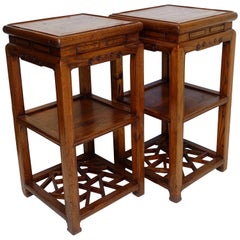 Pair of Qing Dynasty Two-Tier Stands with Hidden Drawers