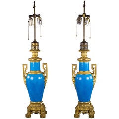 Pair of Bronze Mounted French Porcelain Lamps, circa 1875
