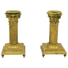 Set 19th Century Empire Style Plated Bronze Candlesticks