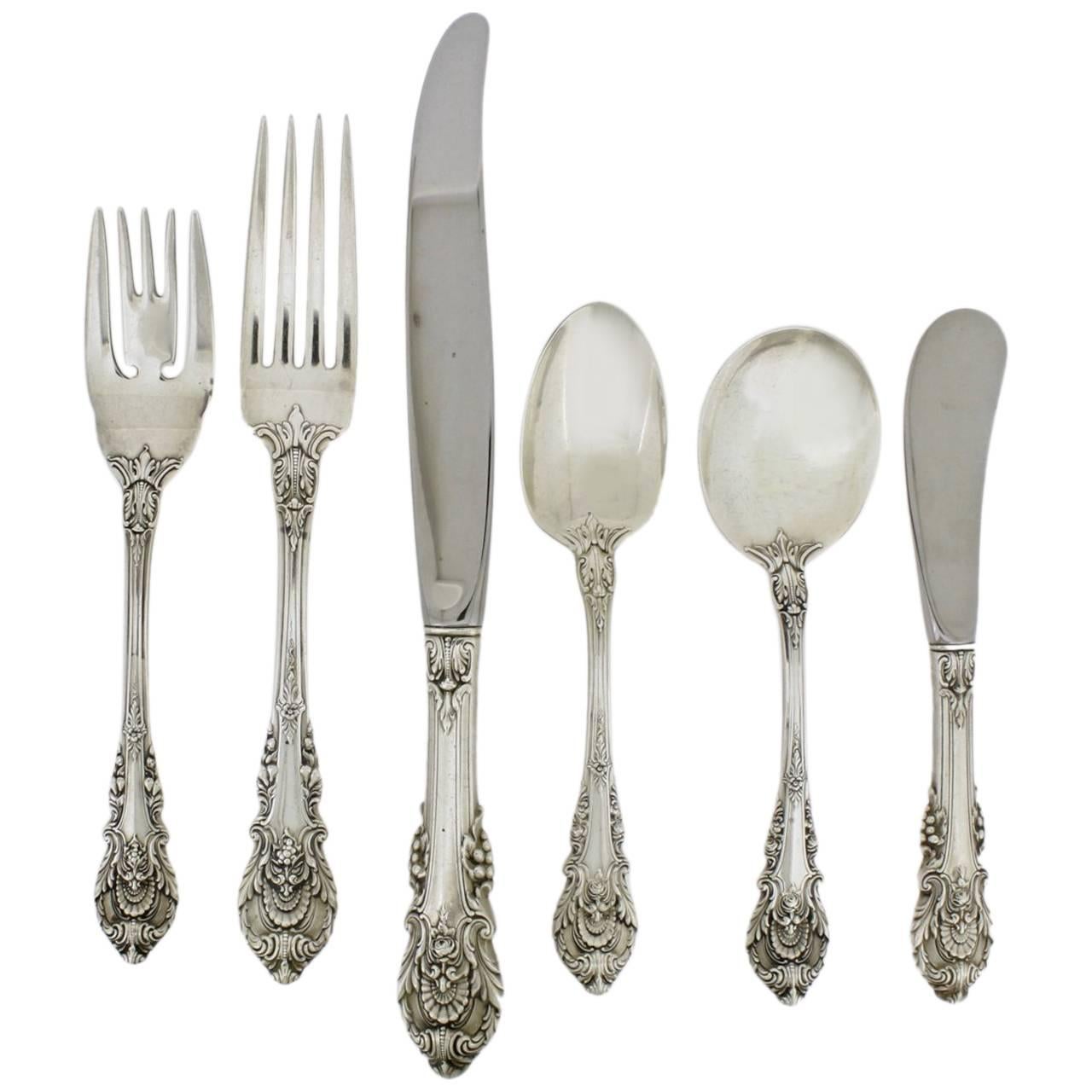 75-Piece Sir Christopher Sterling Silver Flatware Set by Wallace Silversmiths