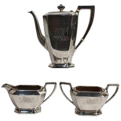 Antique Gorham Fairfax Sterling Silver Tea Set with a Teapot, Creamer and Sugar