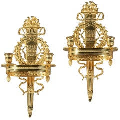 19th Century Pair of Restauration Ormolu Sconces