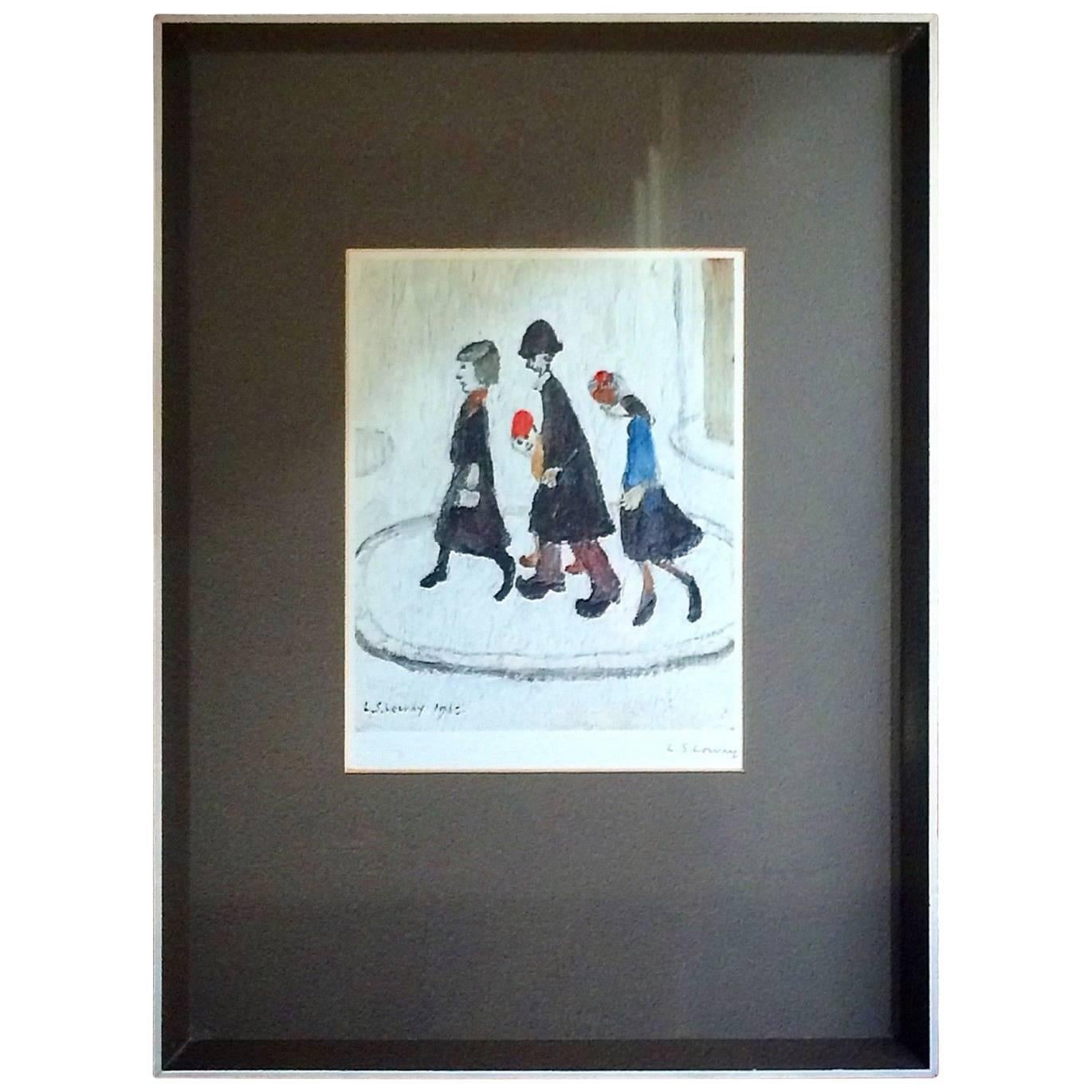 Brit Art L S Lowry the Family Print Ink Signed Mounted and Framed