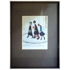 Brit Art L S Lowry the Family Print Ink Signed Mounted and Framed