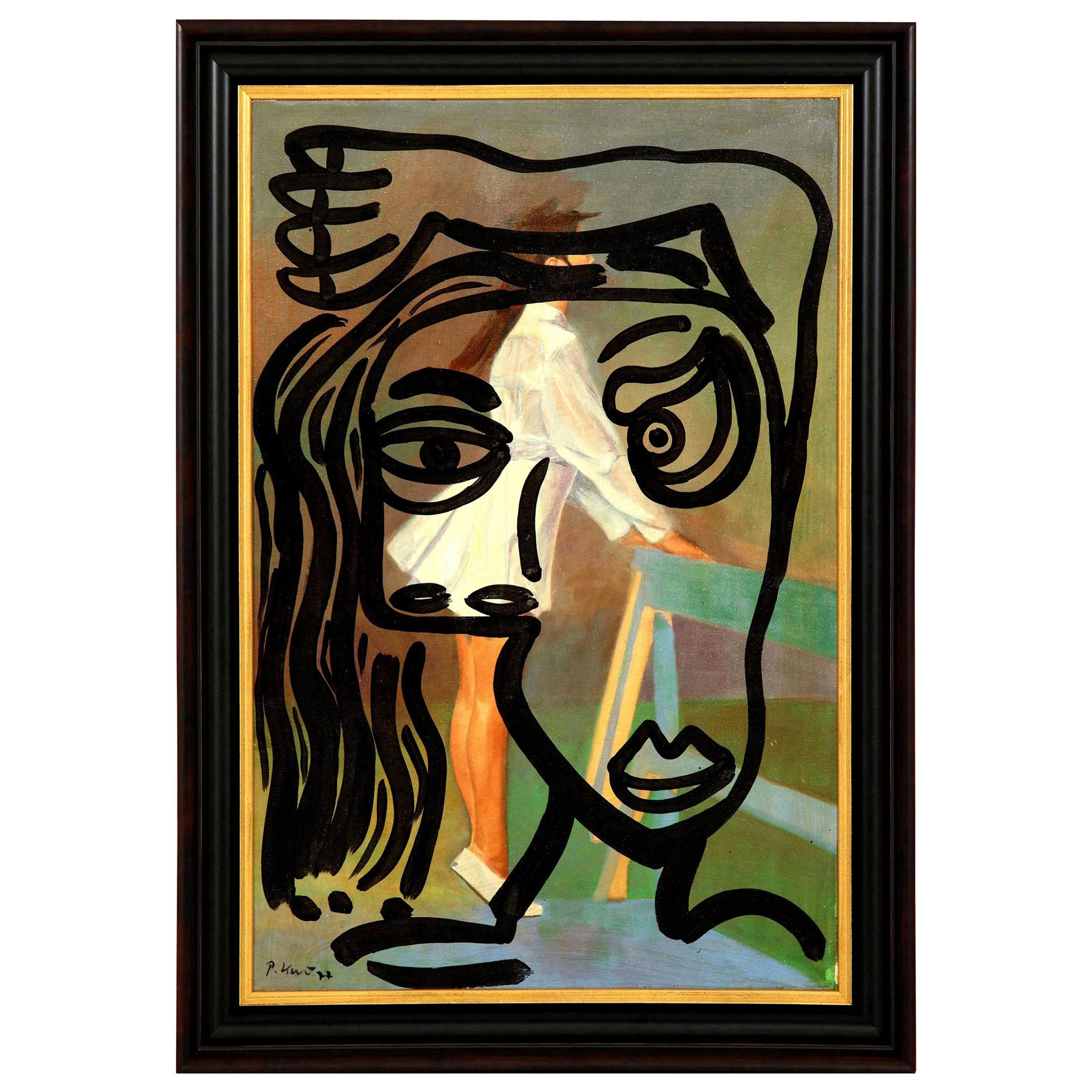 Gemälde von Peter Keil, Moderne Kunst der Mitte des Jahrhunderts, Herbstfarben, 1977, Öl auf Leinwand im Angebot