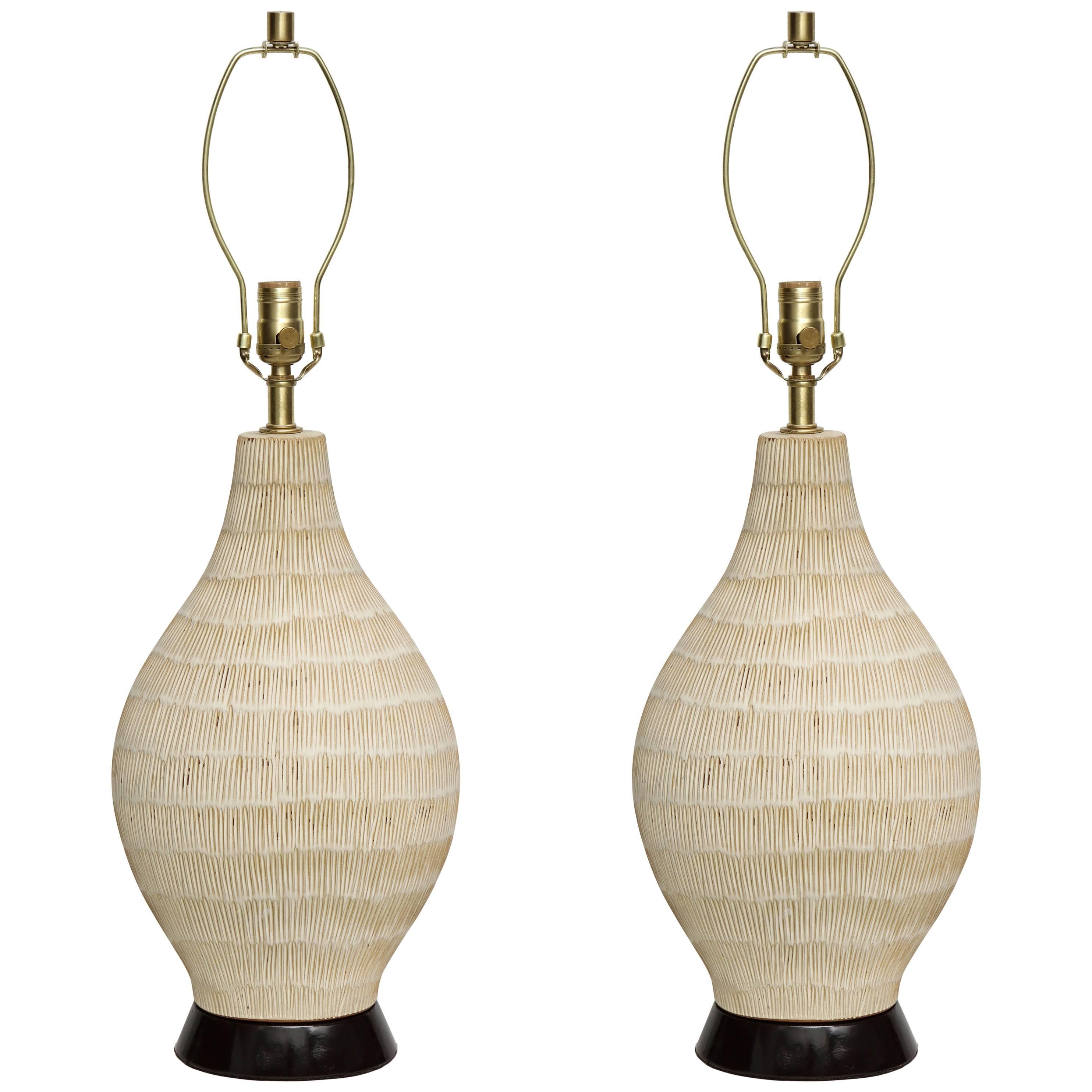 David Cressey Incised Ceramic Lamps