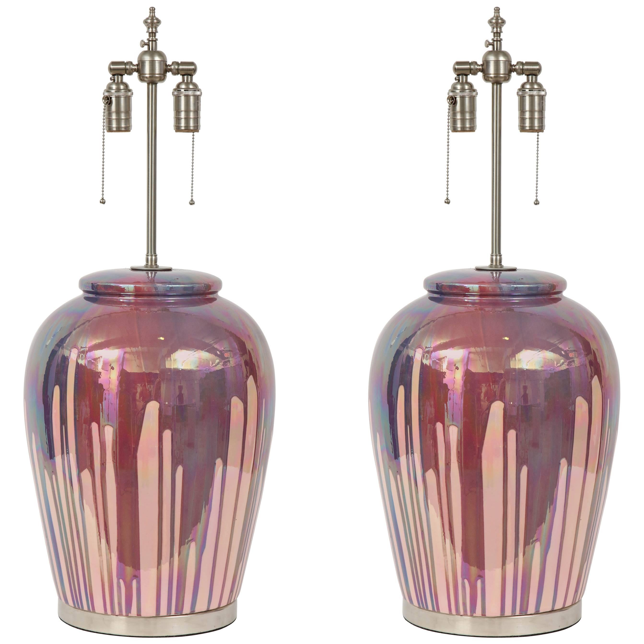 Italian Iridescent Drip Glaze Lamps