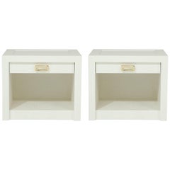 Springer Style Lacquered Linen Nightstands