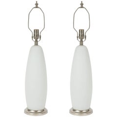 Vistosi Matte Finish White Murano Glass Lamps
